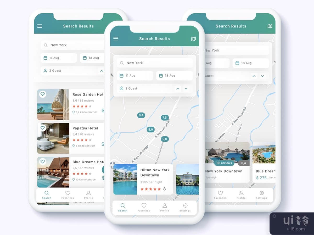 Cesha - 酒店预订和预订应用程序 UI 套件(Cesha - Hotel Booking & Reservation App UI Kit)插图1