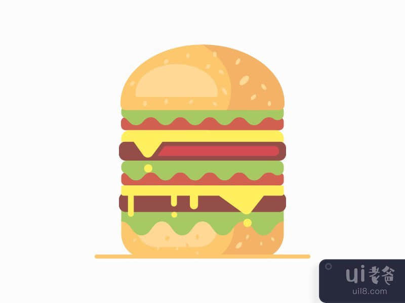 平大汉堡图(Flat Big Burger Illustration)插图