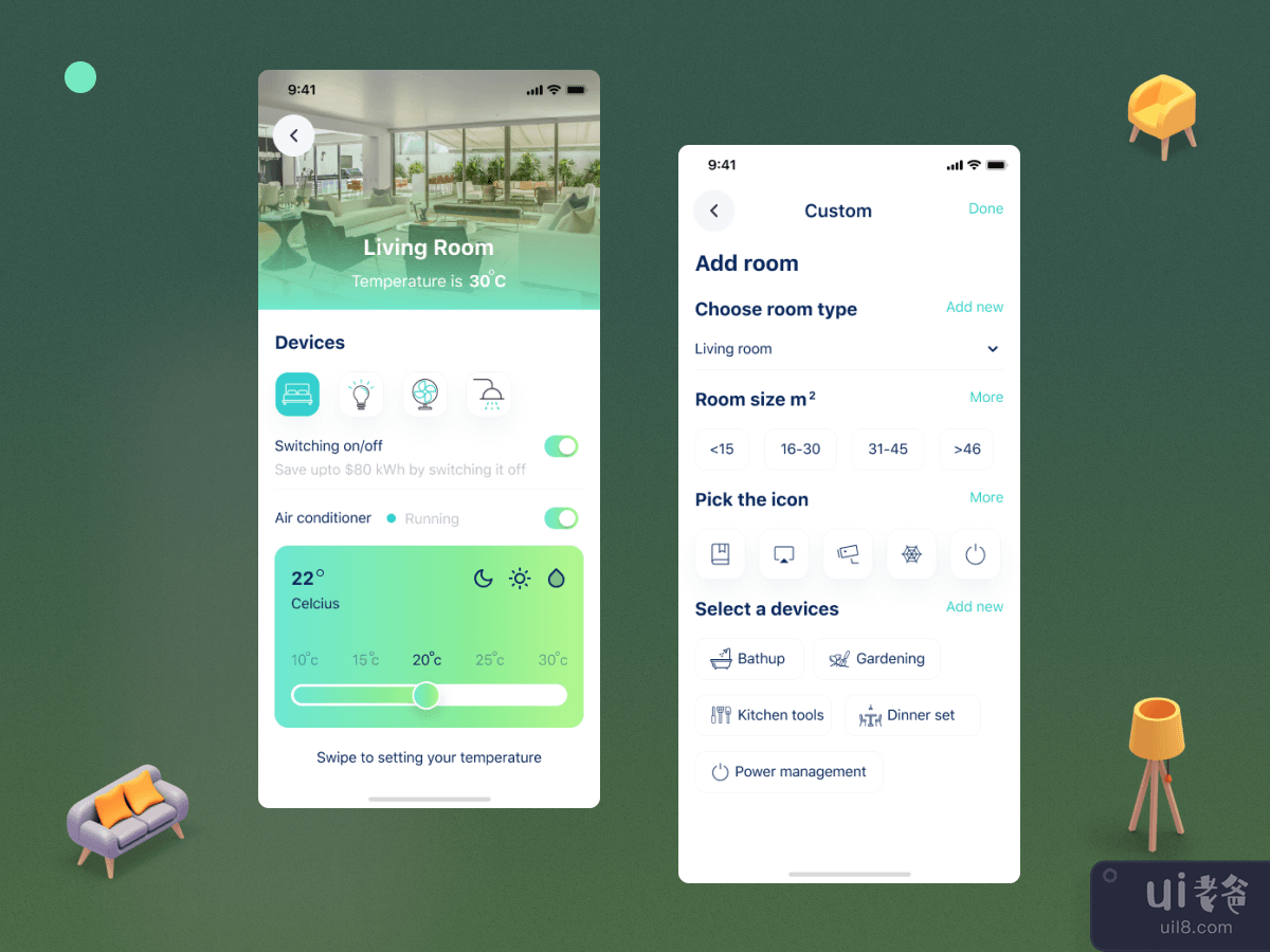 智能家居控制 ui 套件 (p7)(Smart Home Control ui kit (p7))插图