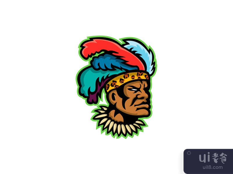 Zulu Warrior Head Mascot