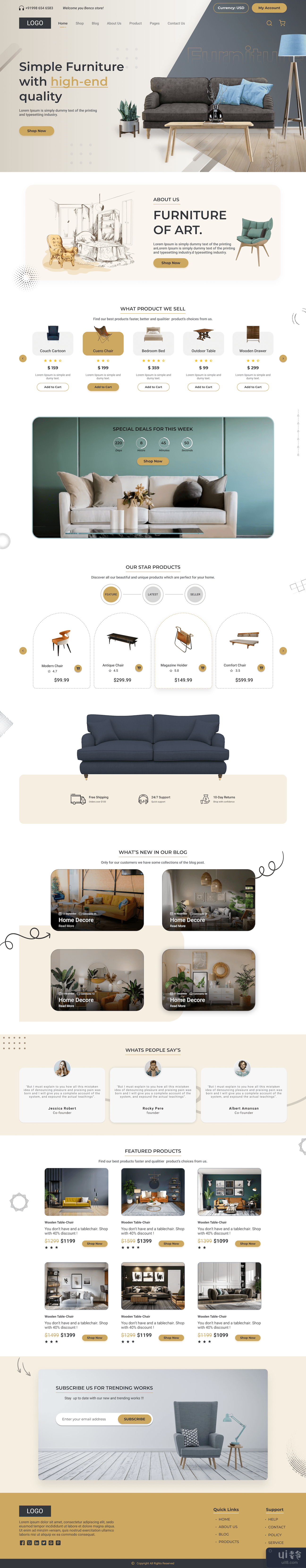 家具店登陆页面设计(Furniture Shop Landing Page Design)插图1