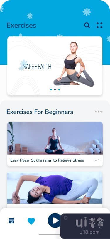 健身和瑜伽移动应用程序 UI 套件(Fitness & Yoga  Mobile App Ui Kit)插图1
