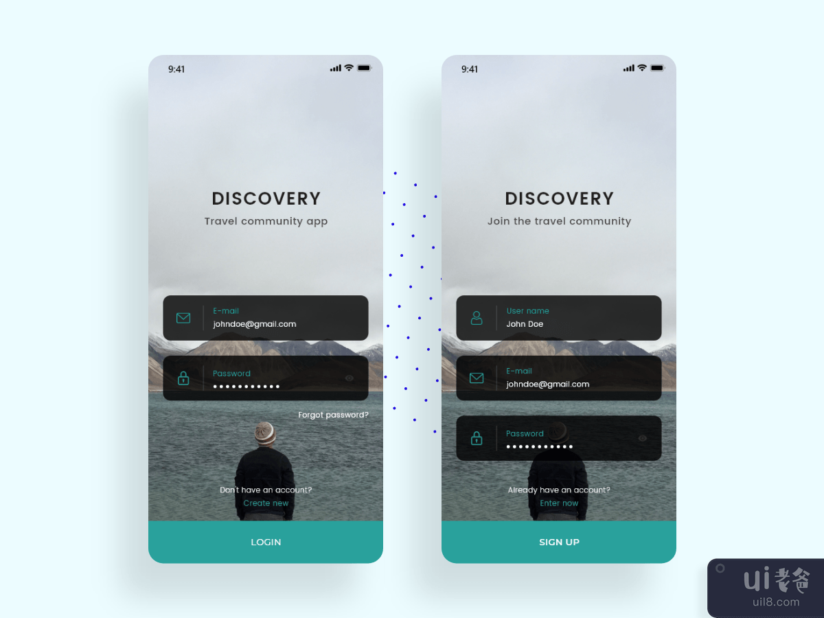 Sign in and Sign up screens concept for Travel app