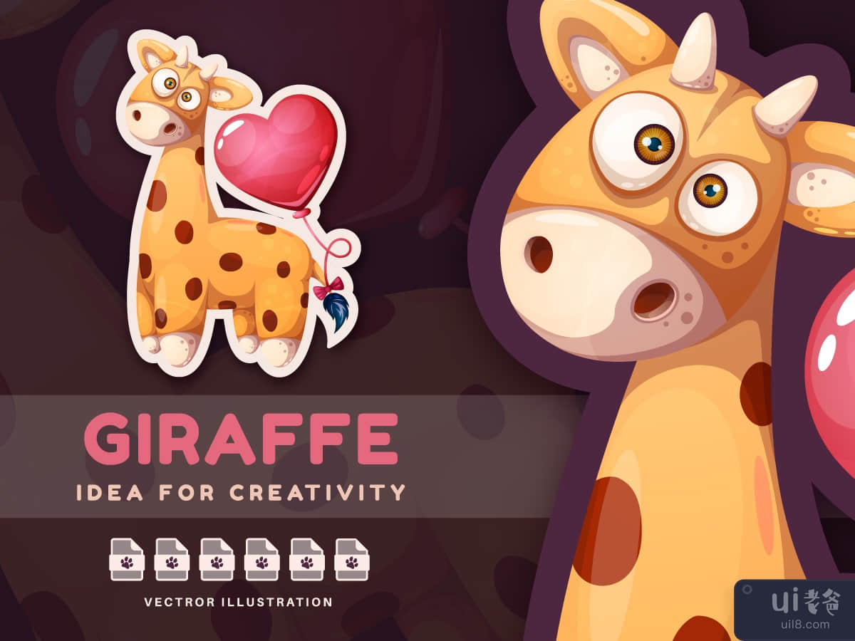 Love Giraffe With Heart Balloon - Cute Sticker