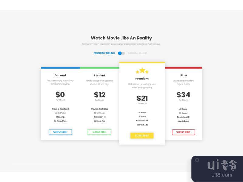 Pricing Table UI Template