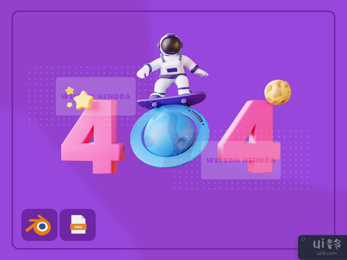 Astronaut 404 Not found - Space 3D Illustration Pack