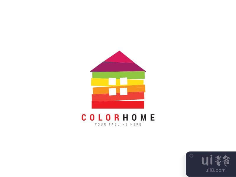 Abstract colorful real estate home logo design template