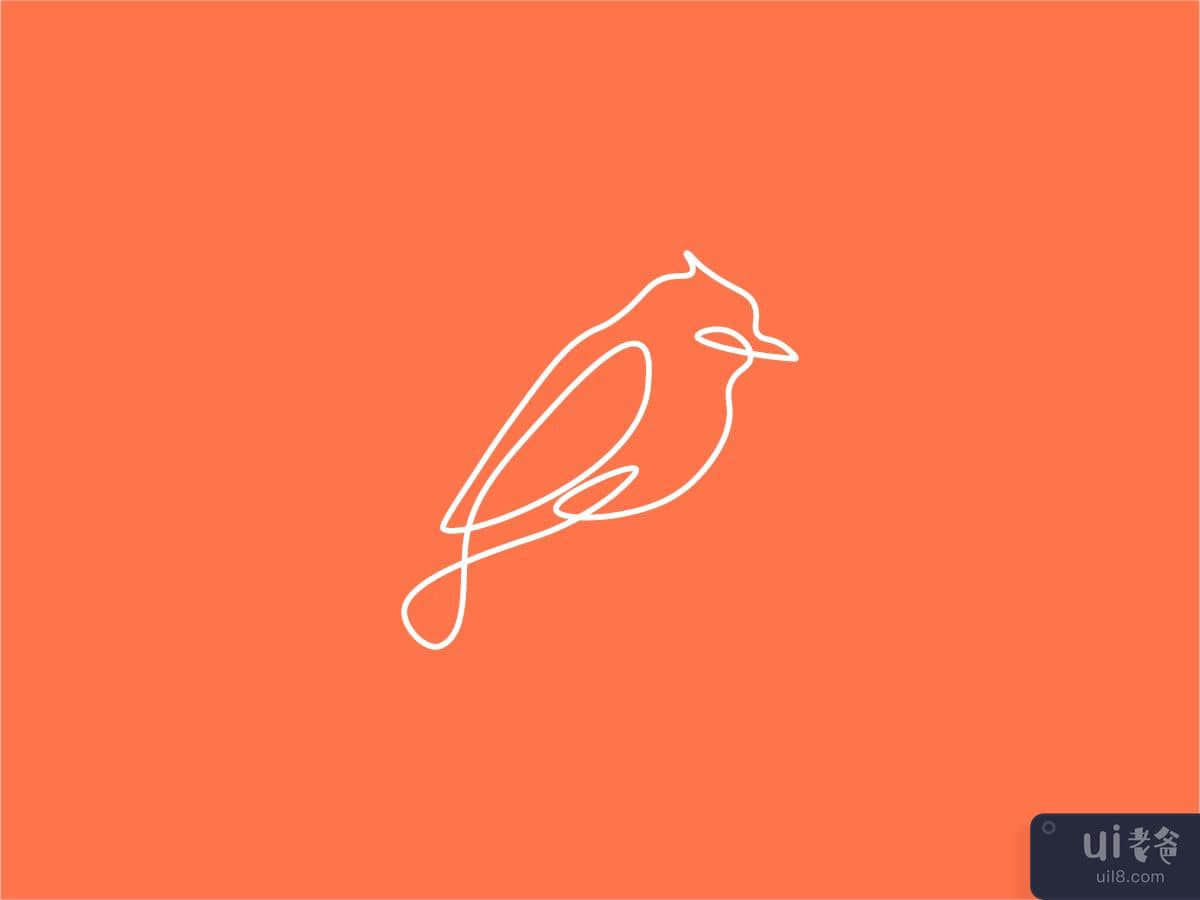 一个连续的线条画“鸟”线标志概念(One continuous line drawing "Bird" Oneline logo concept)插图