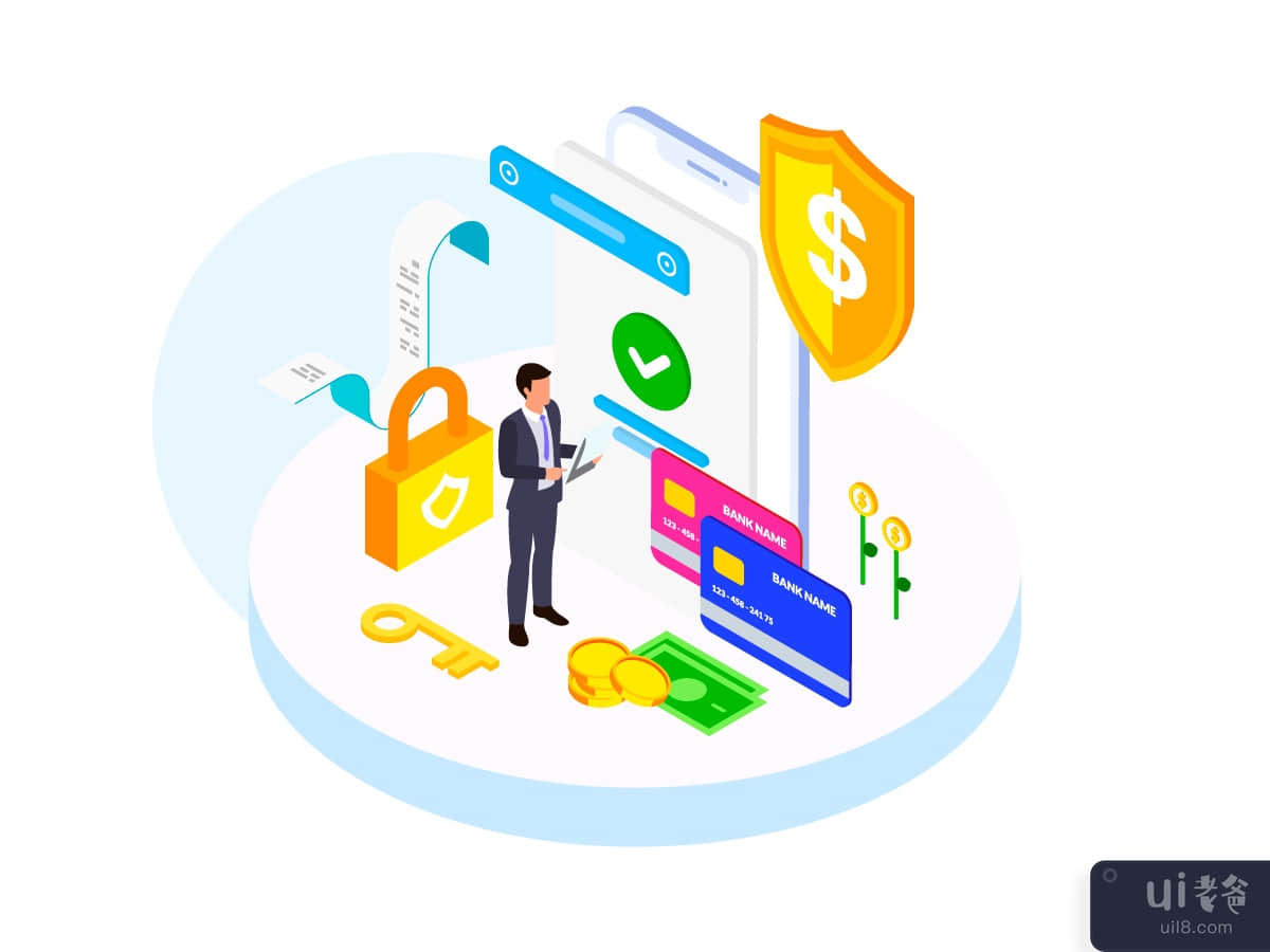 Payment Security by Finance Isometric Illustration 
