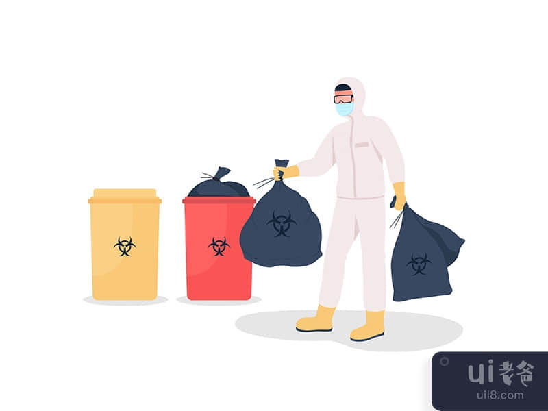 Throwing out rubbish flat color vector faceless character