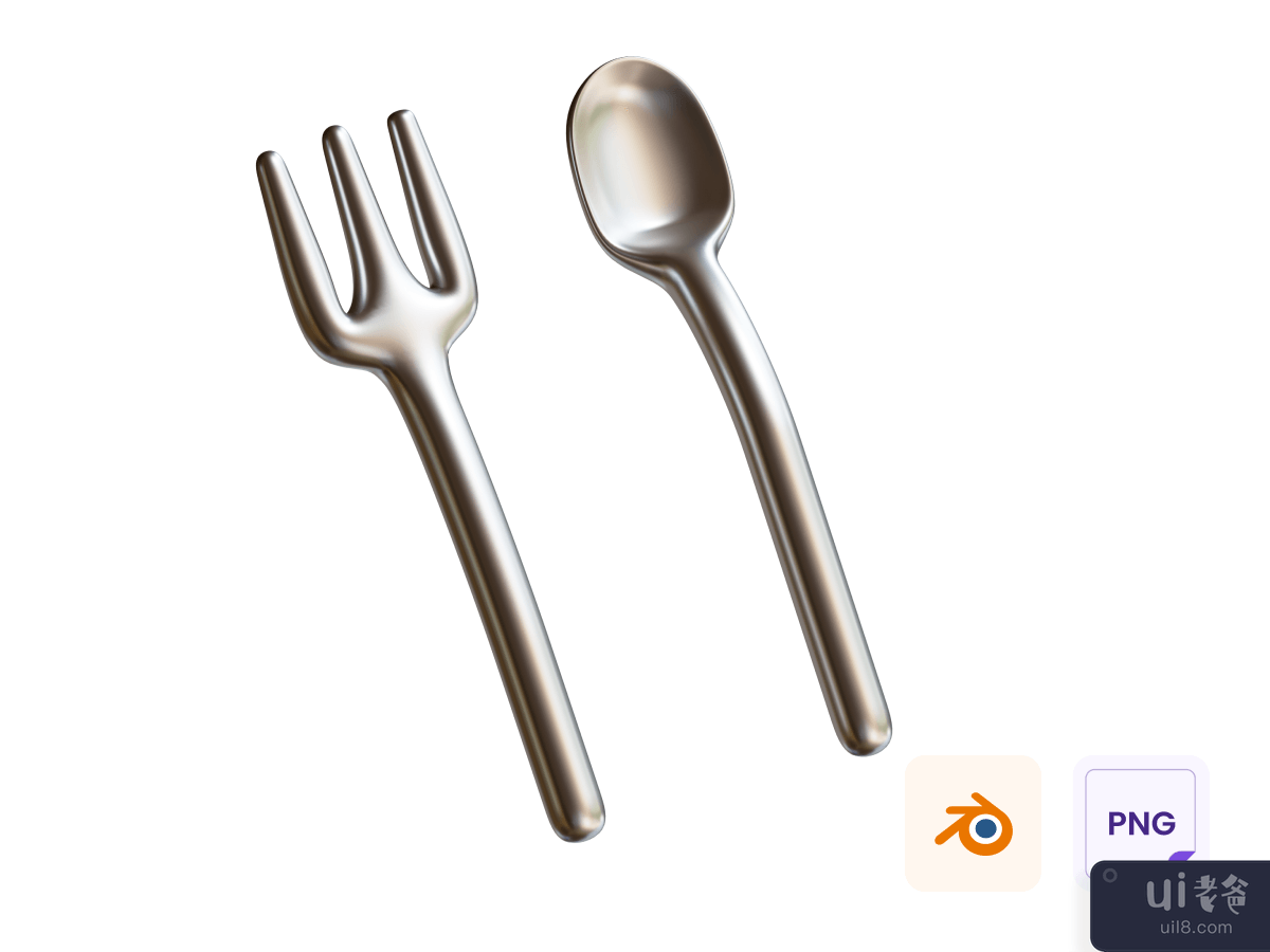 Fork & Spoon 3D Icon