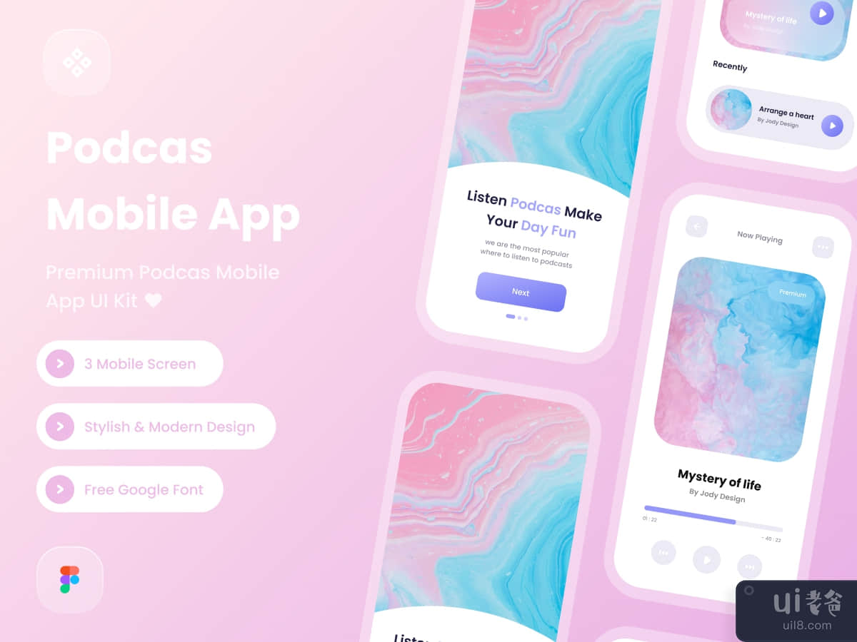 podcas  Mobile Apps design template premium