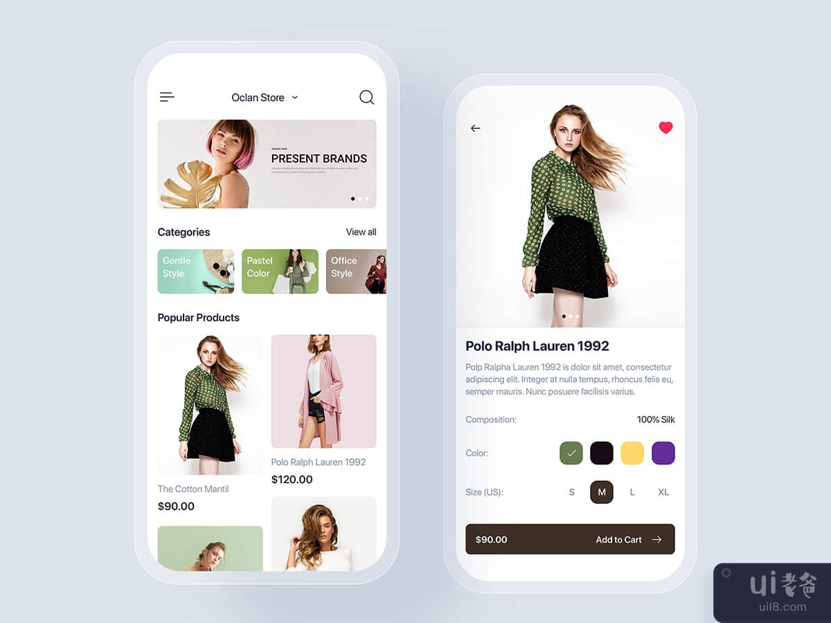Fashion store mobile UI concept