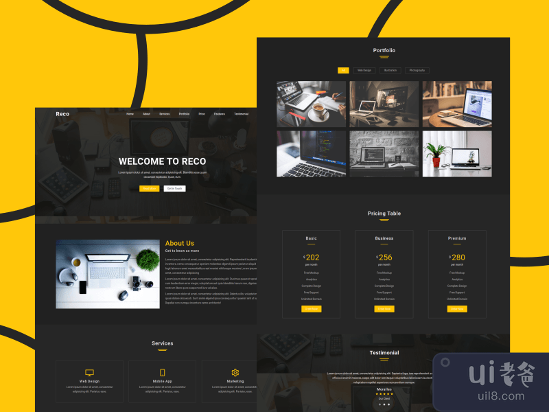 Reco - Dark One Page Template