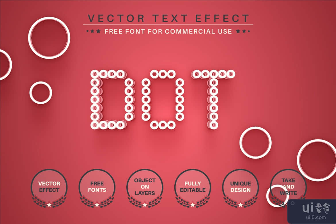 红点 - 可编辑的文字效果，字体样式(Red Dot -  Editable Text Effect, Font Style)插图2