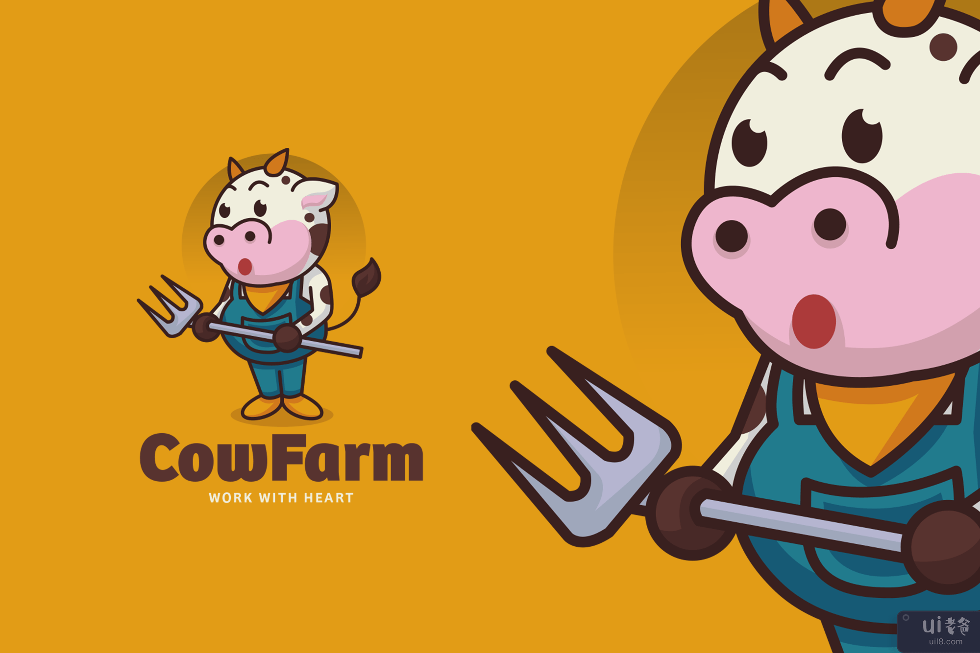 奶牛场标志(Cow Farm Logo)插图1