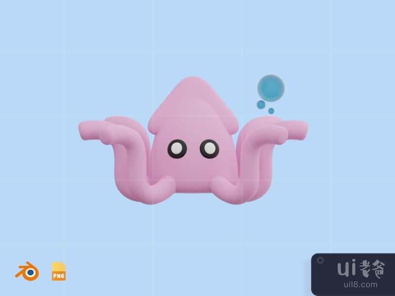 Squid - Cute 3D Water Animal (front)