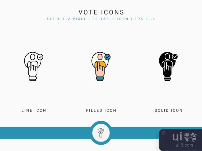Vote icons set vector illustration with solid icon line style