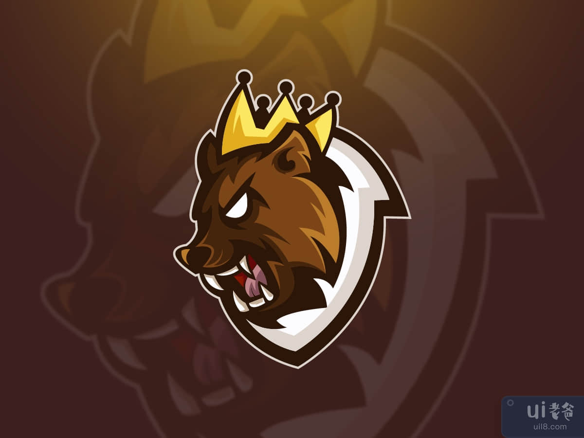 King Bear Mascot Logo Template