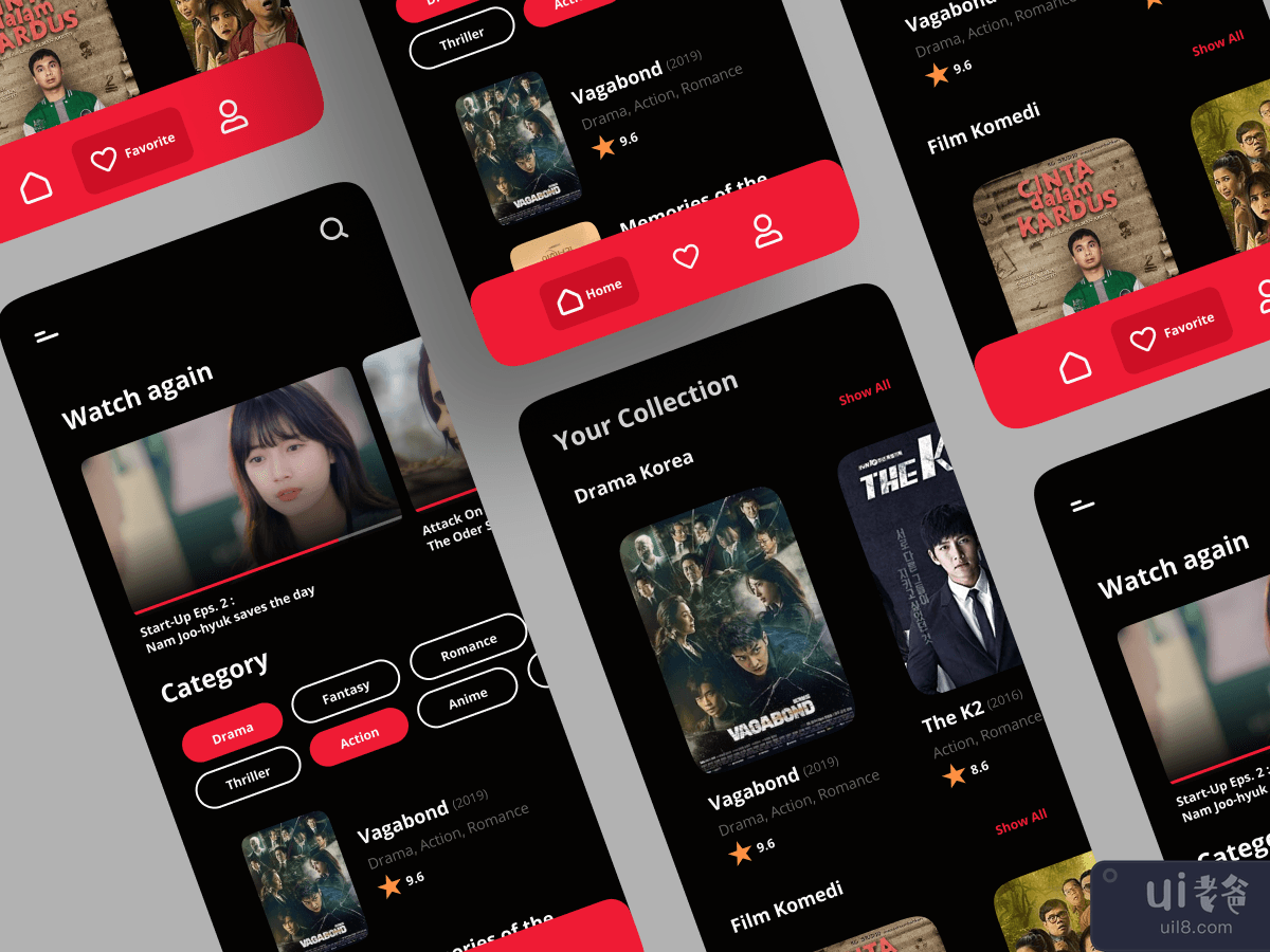 电影流媒体应用程序 - UI 移动(Movie Streaming App - UI Mobile)插图