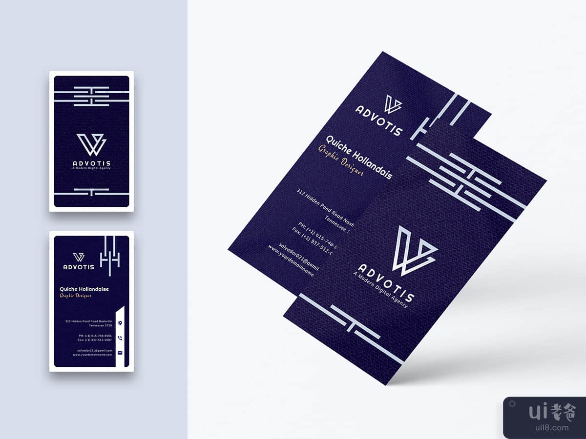 Designer Business Card Template-Vertical