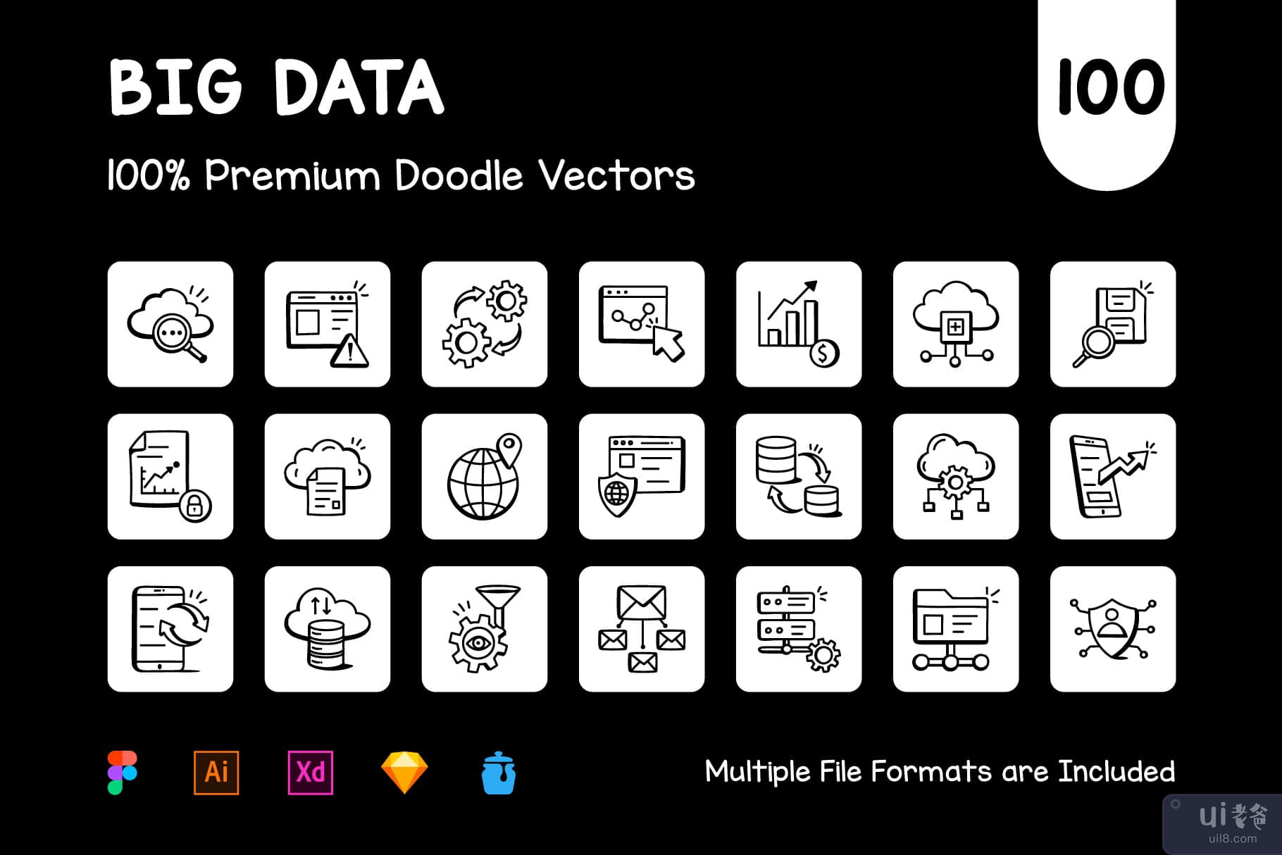 大数据图标集(Set of Big Data Icons)插图2