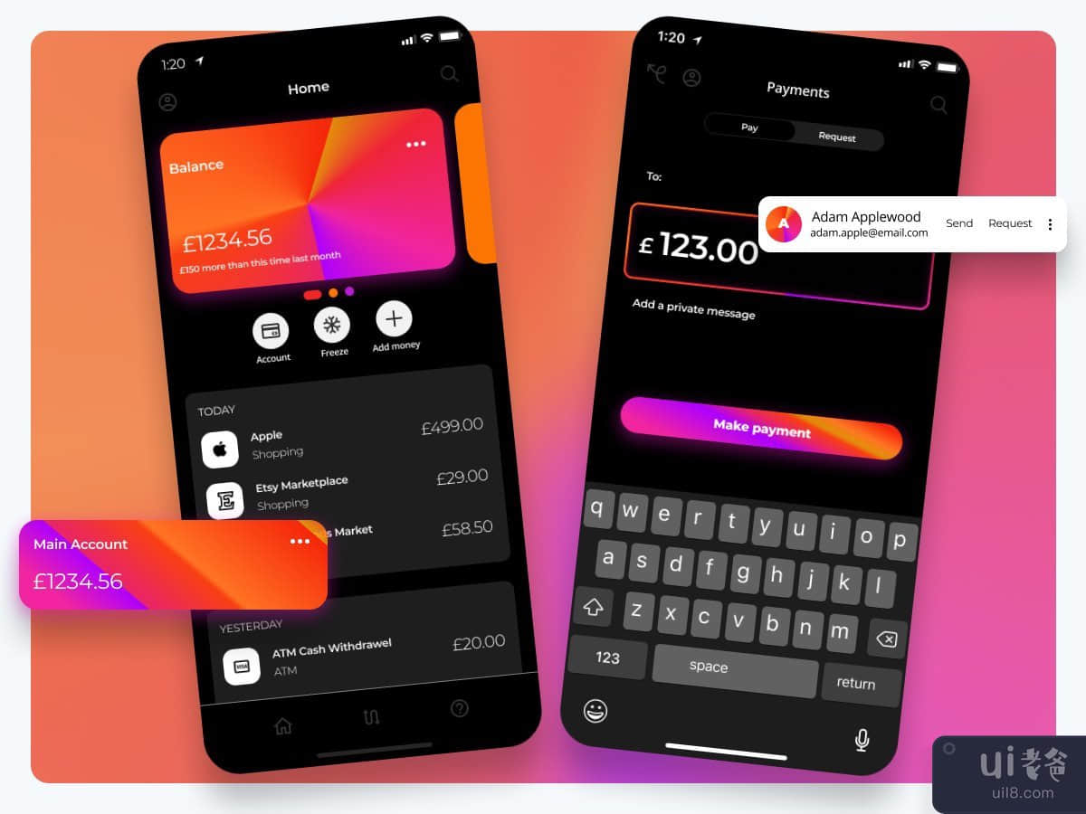 Banking App Redesign (New Dark Mode)