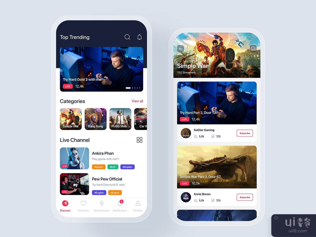 Game Streaming mobile app concept