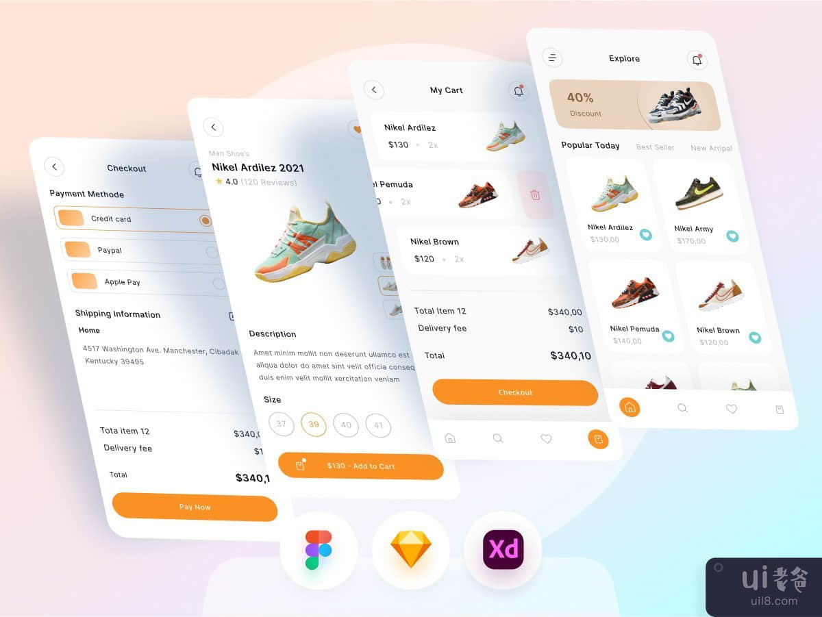 鞋类电商手机App(Shoes E-Commerce Mobile App)插图1