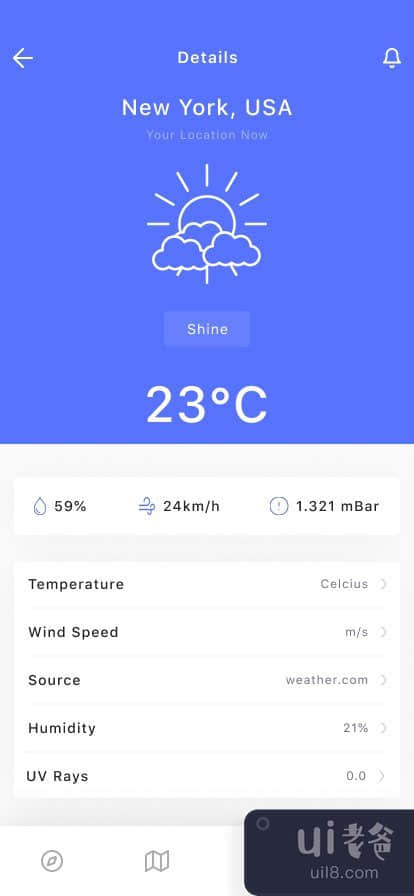 天气应用界面设计(Weather App UI Design)插图1