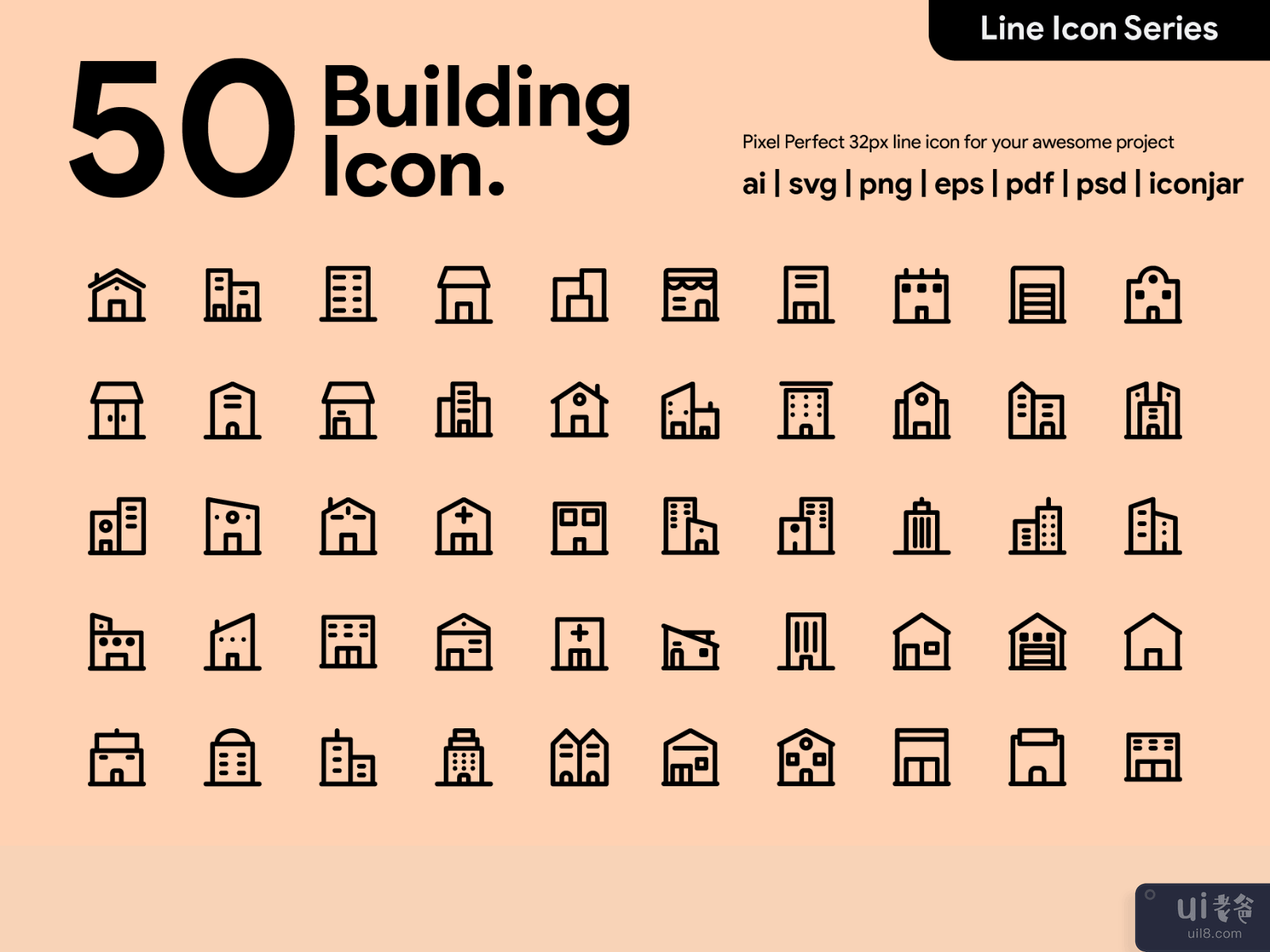Kawaicon - 50 Building Line Icon