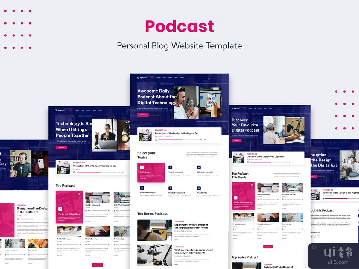 Podcast Personal Blog Website Template