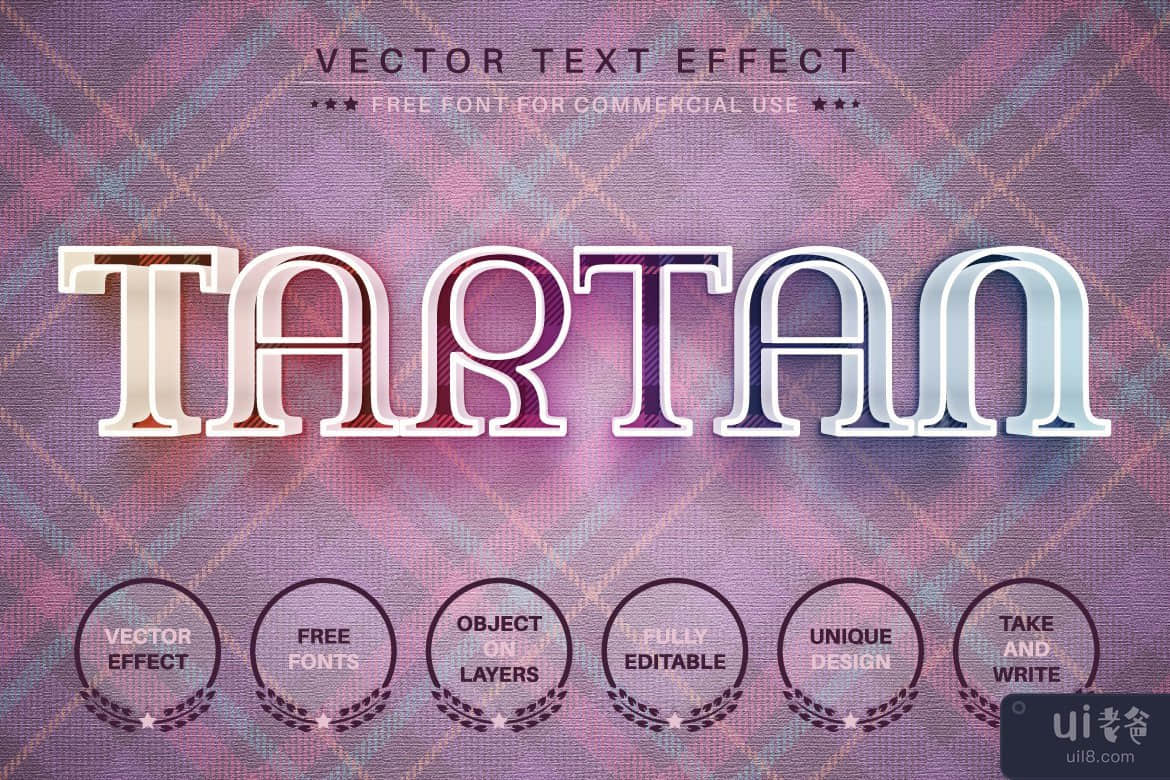 Tartan - 可编辑的文字效果，字体样式(Tartan - Editable Text Effect, Font Style)插图