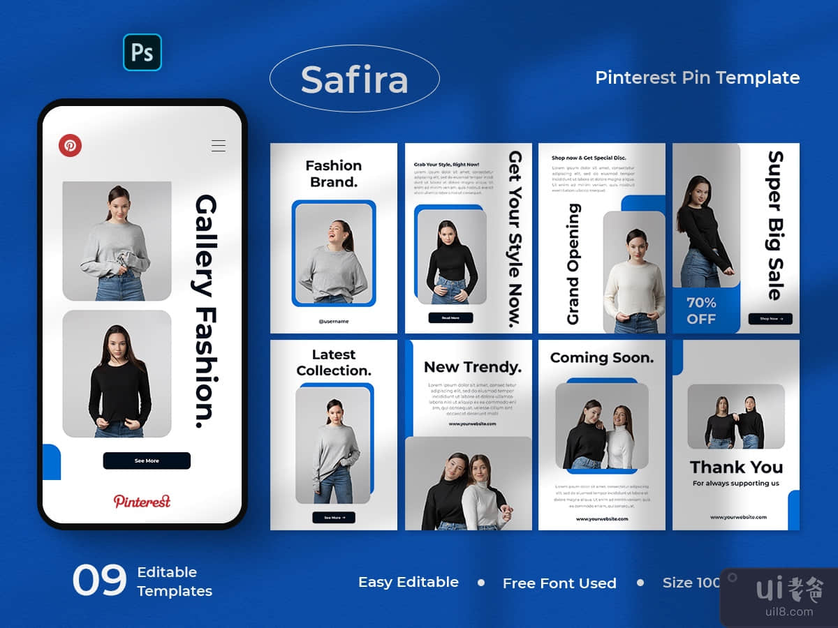 Safira - Fashion Pinterest Pin Template