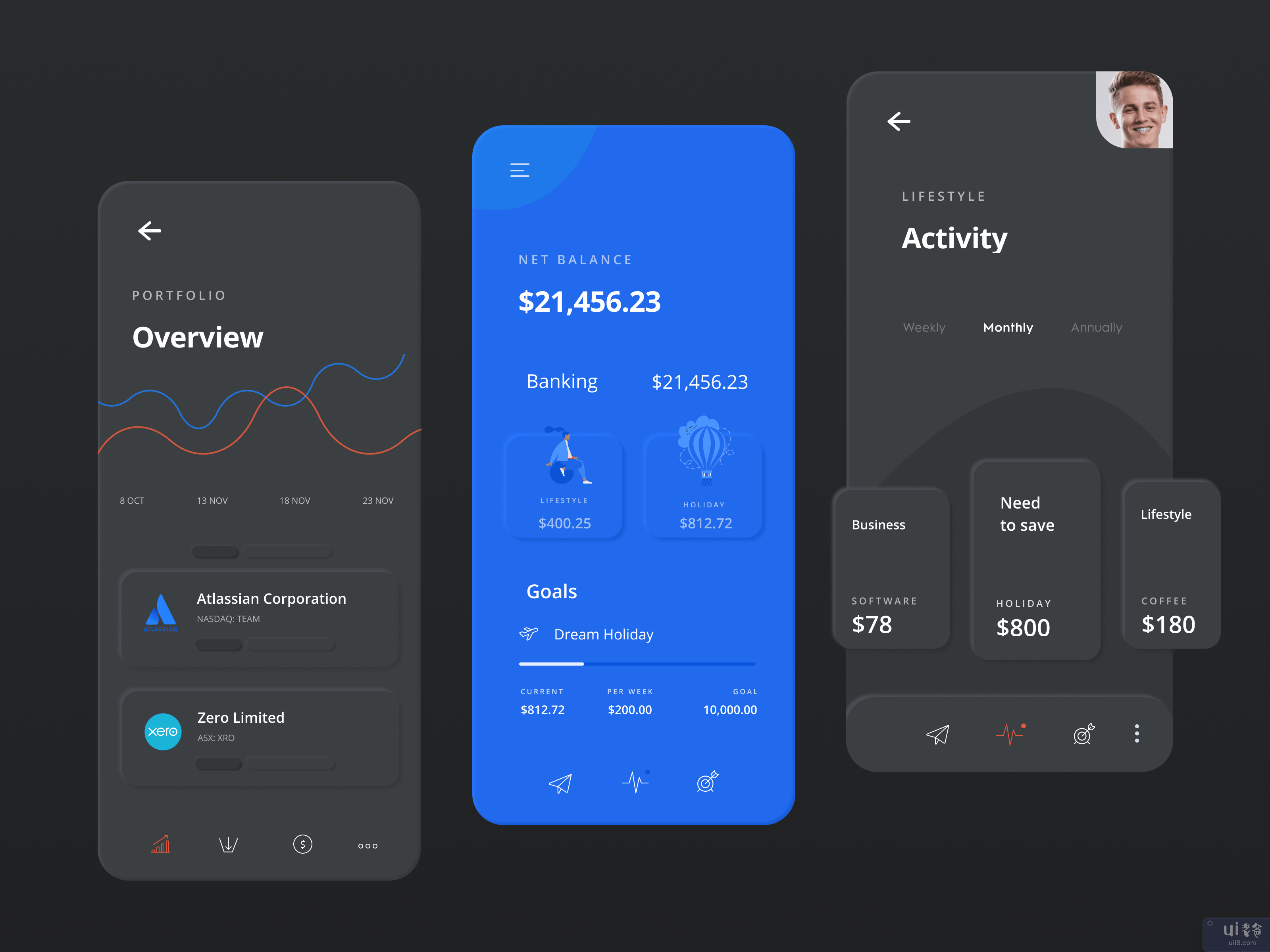 神经拟态信用卡管理器应用概念(Neumorphic Credit Card Manager App Concept)插图