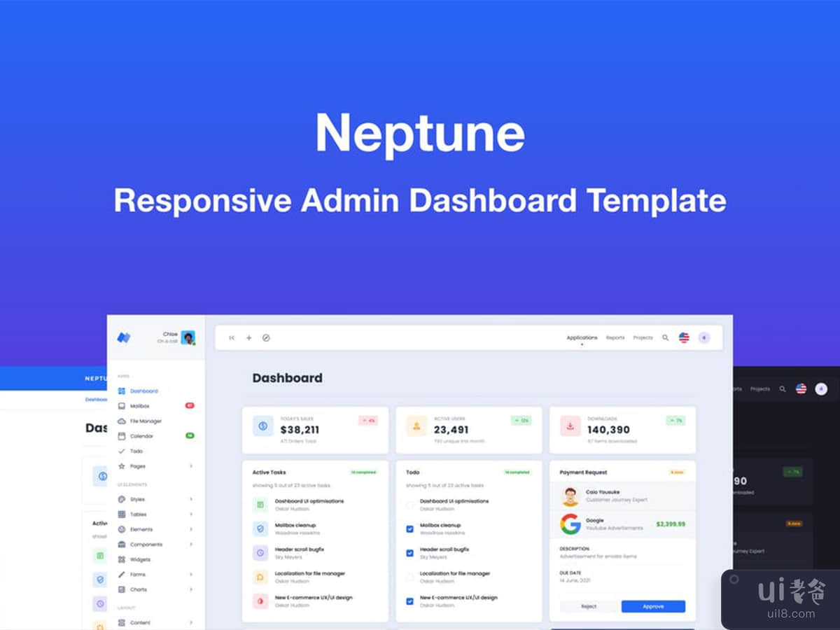 Neptune Multi-Purpose Bootstrap Admin Dashboar