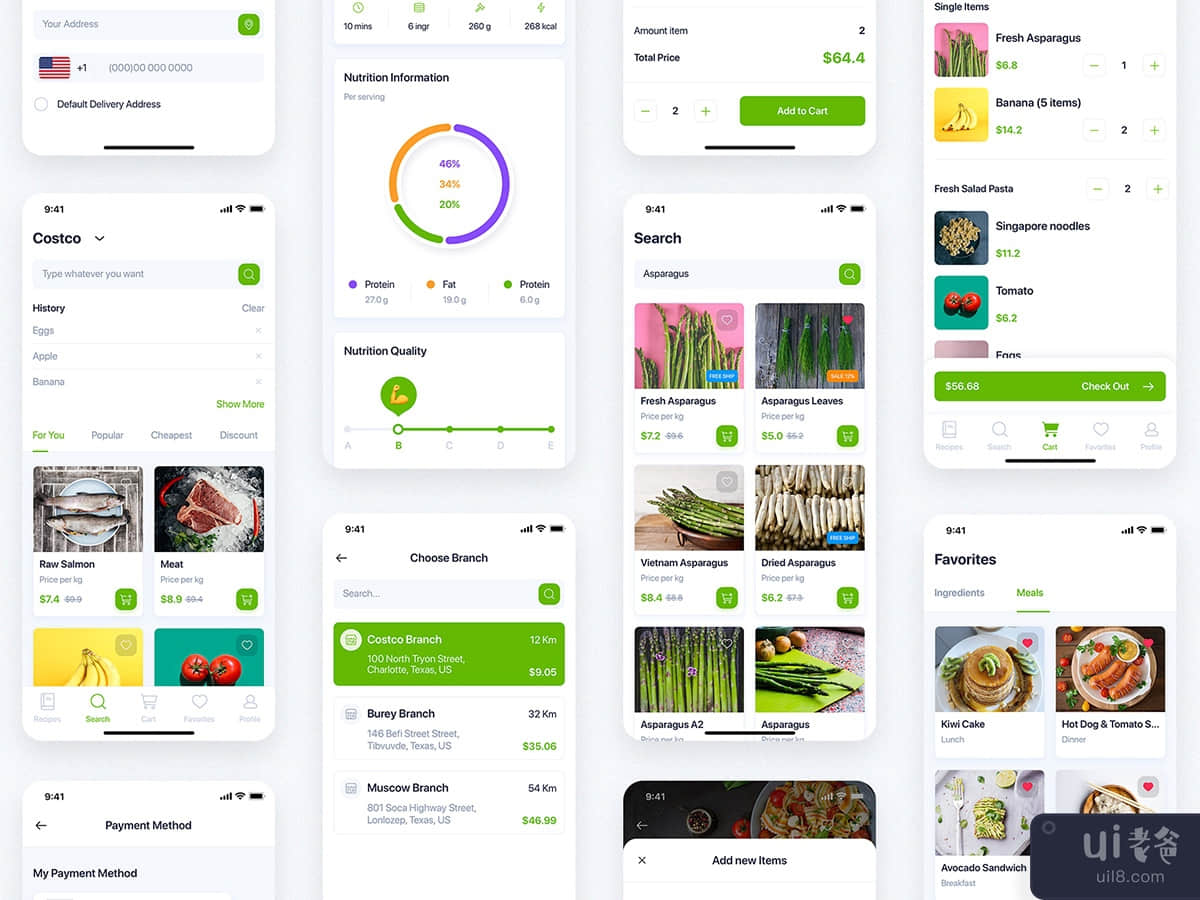 Delites - Online Grocery & Recipes UI Kit for Figma