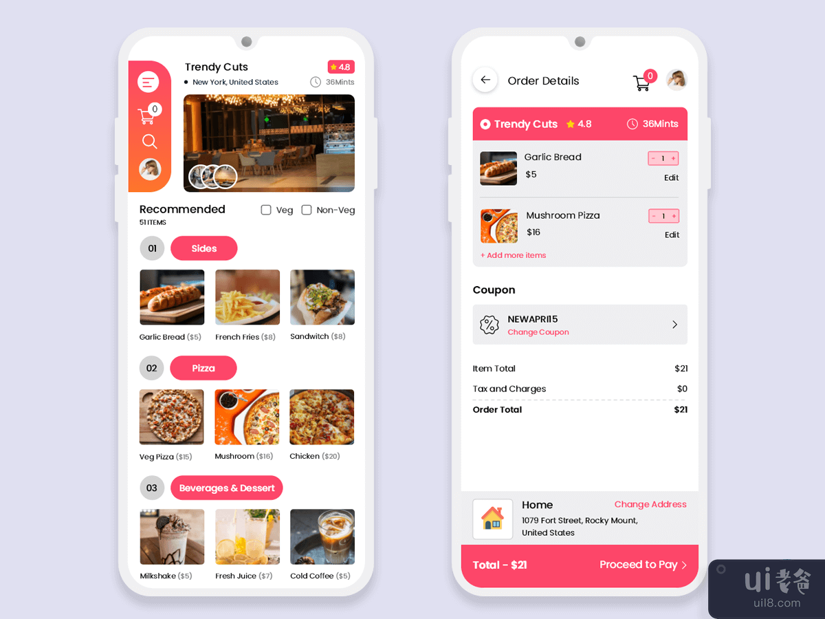 在线比萨配送移动应用程序 UI 套件(Online Pizza Delivery Mobile App UI Kit)插图2