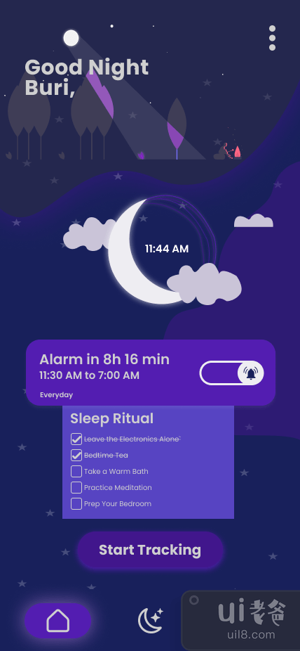 睡眠追踪器应用程序用户界面(Sleep Tracker App UI)插图