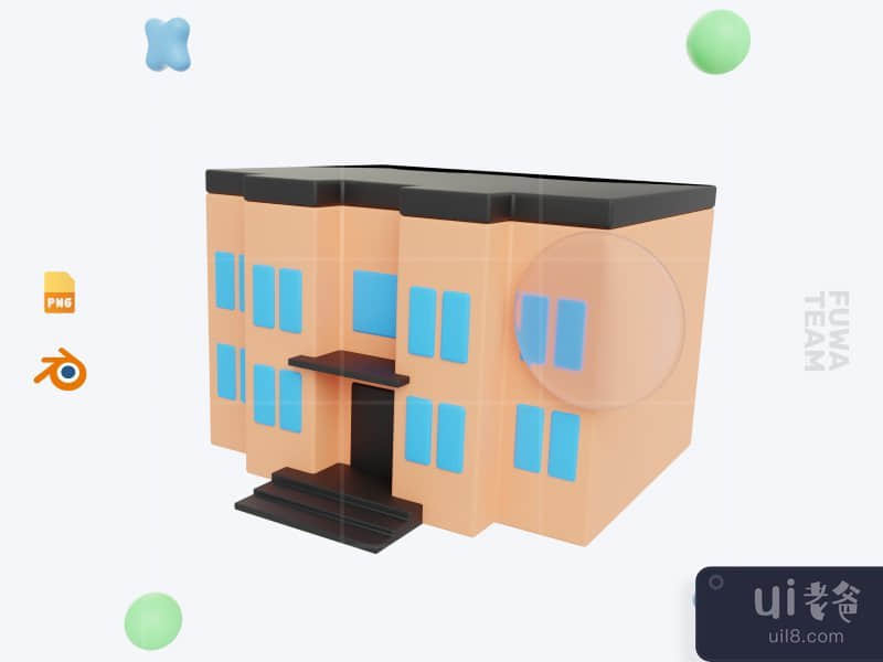 School Building - 3D School Icon Pack