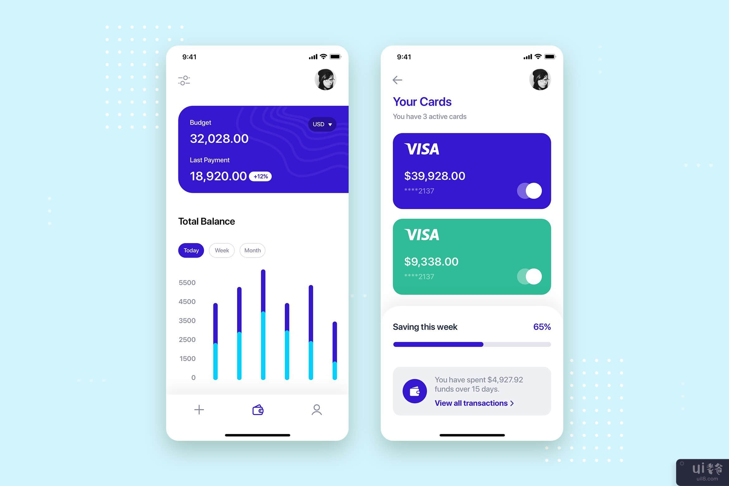 电子钱包移动 UI 概念(E-Wallet mobile UI concept)插图