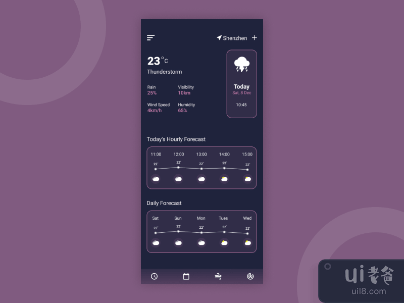 天气应用暗模式(Weather App Dark Mode)插图1