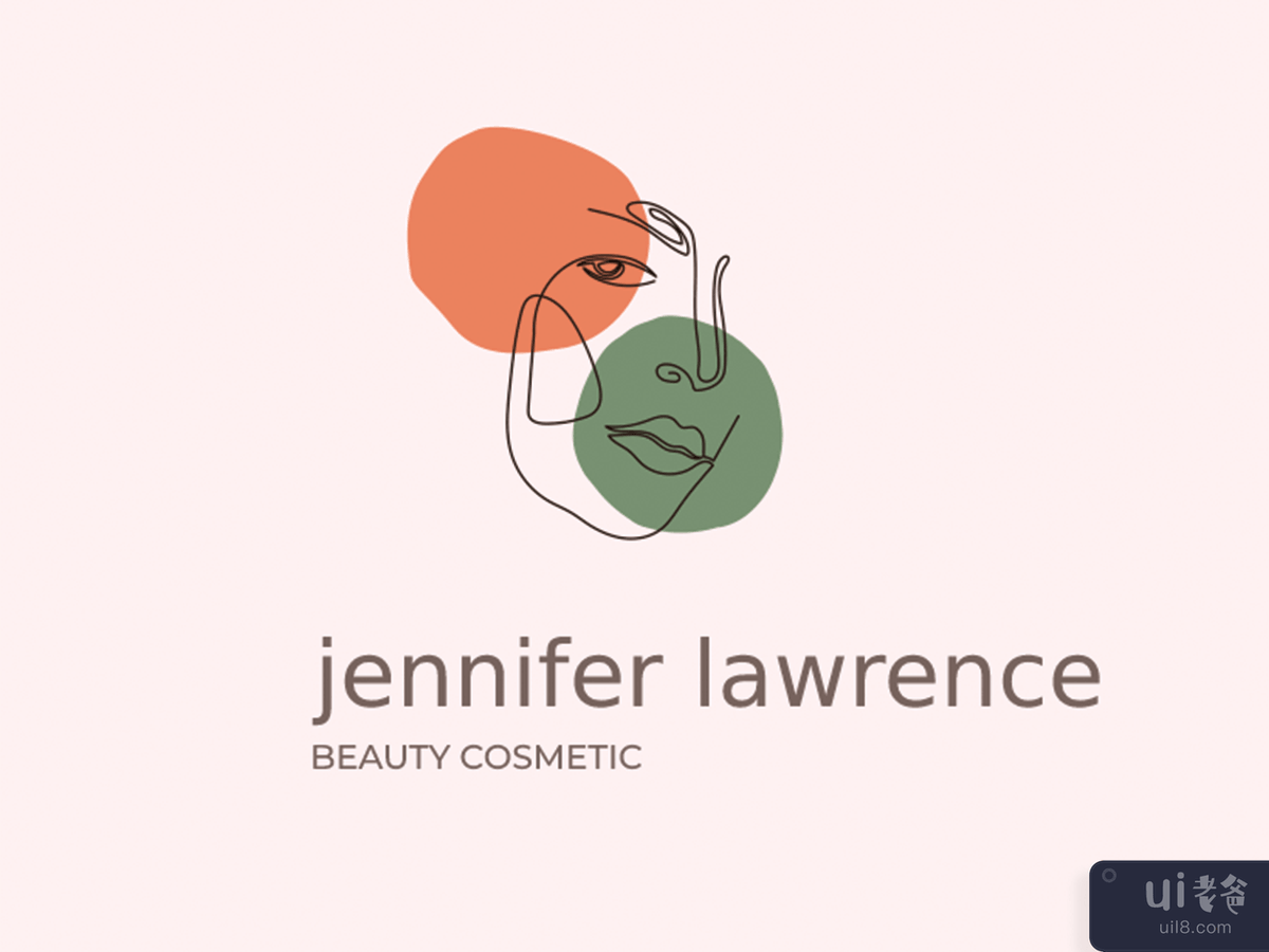 棕色美学线条艺术美容护理标志(Brown Aesthetic Line Art Beauty Care Logo)插图