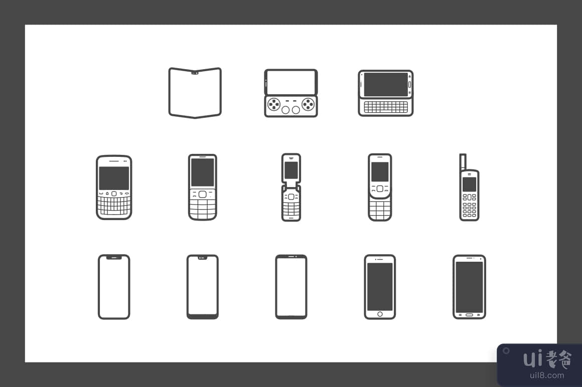 手机图标集(Mobile Phone Icons Set)插图