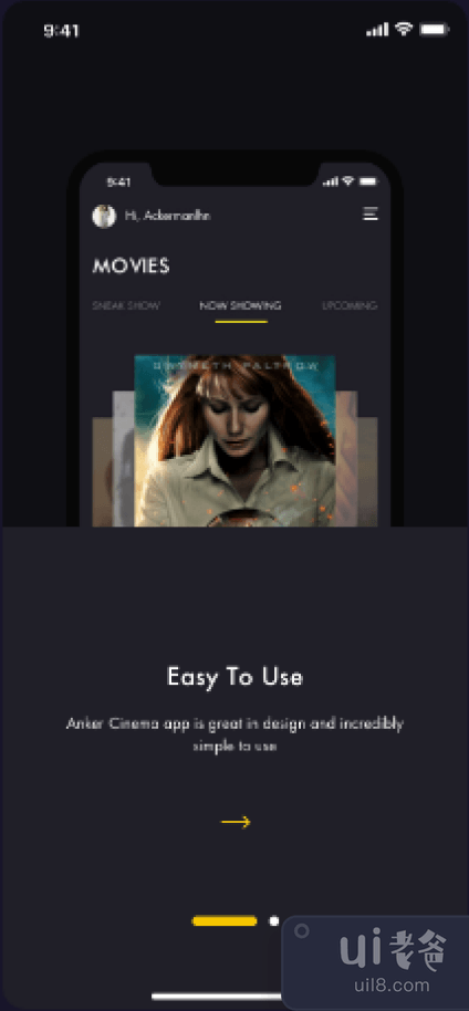 ANKER Cinema - 票务预订应用程序 UI 套件（第 1 部分）(ANKER Cinema - Ticket Booking App UI Kit (Part 1))插图1