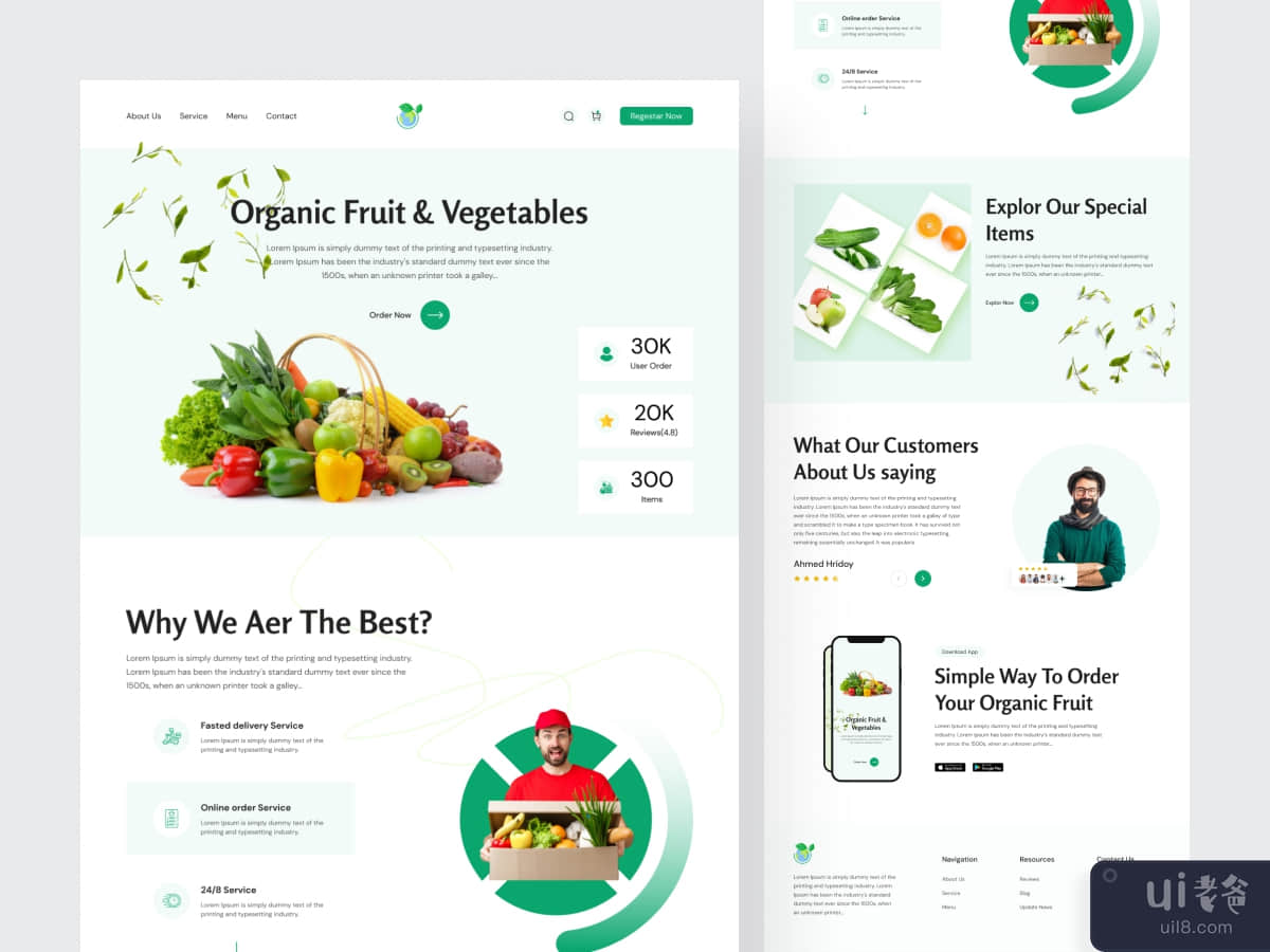有机食品网页登陆页面(Organic Food Web Landing Page)插图