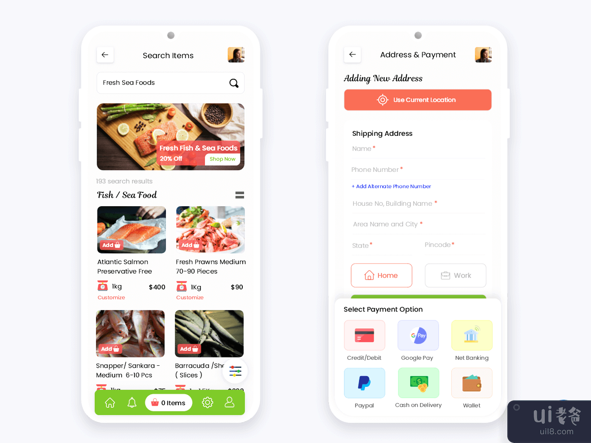 在线购买肉制品 移动应用程序 UI 套件(Buy Meat Products Online Shop Mobile App UI Kit)插图2