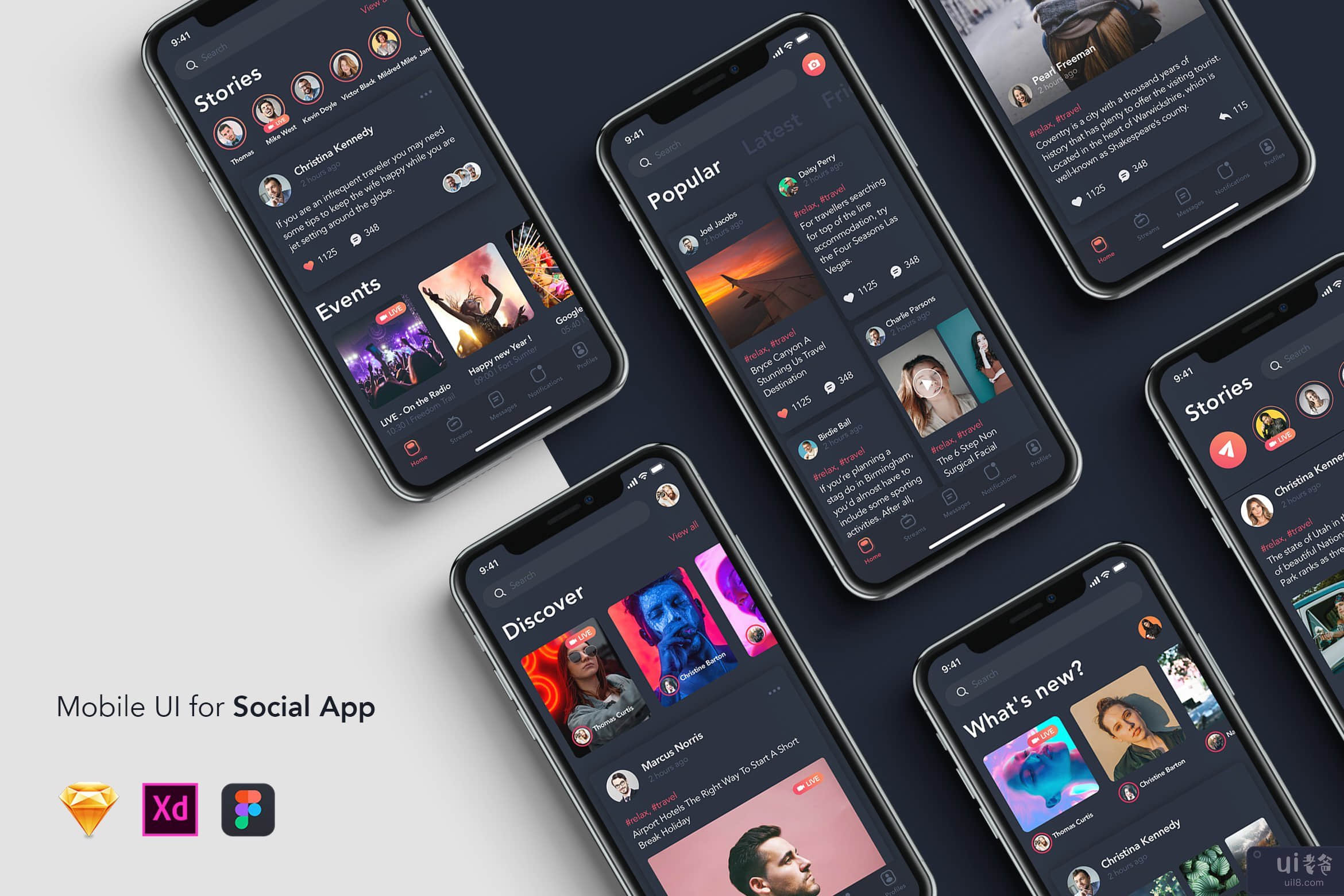 新提要 - 社交应用的移动 UI(6 New Feed - Mobile UI for Social App)插图