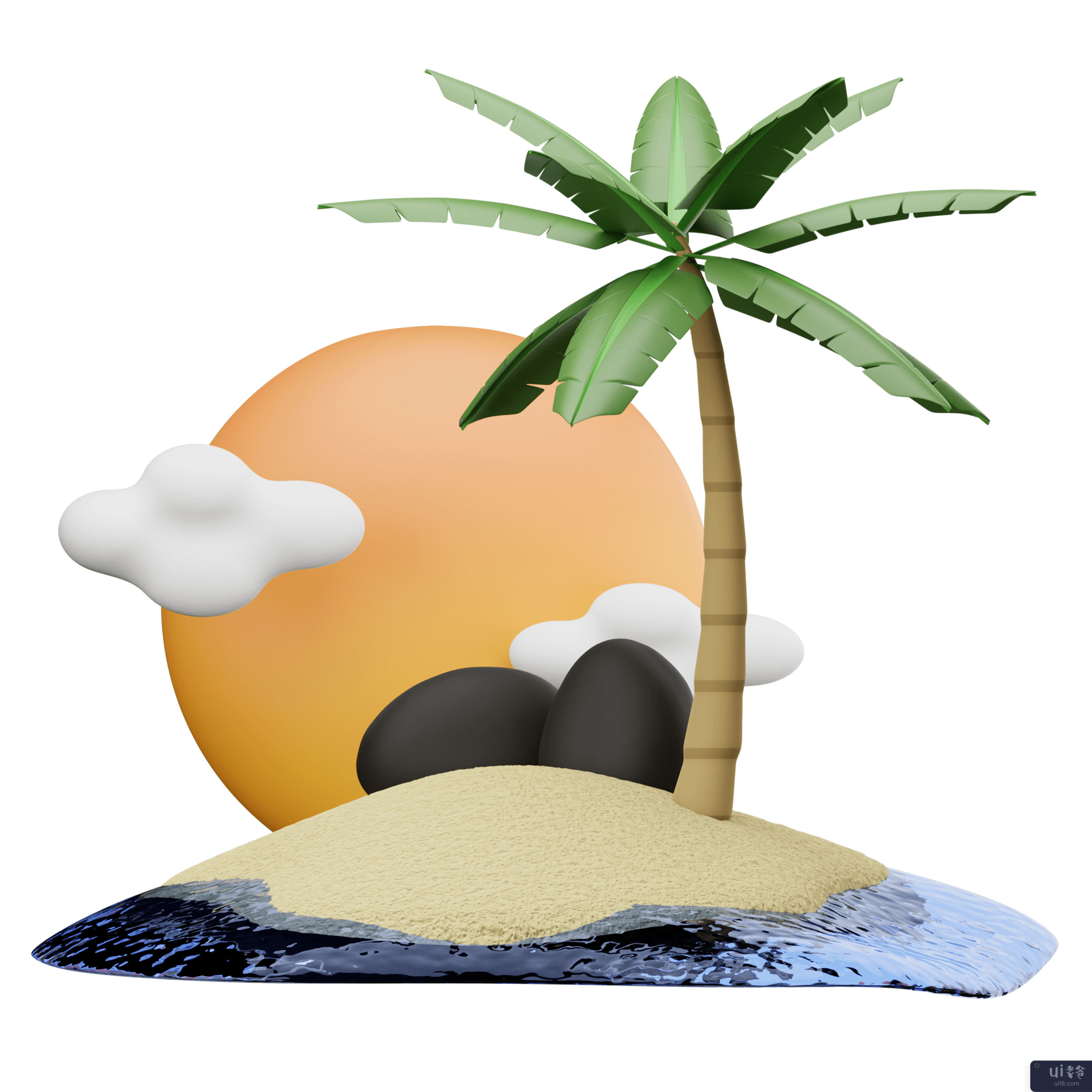 3D 旅行和假期插图包 - 岛屿(3D Travel and Holidays Illustration Pack - Island)插图