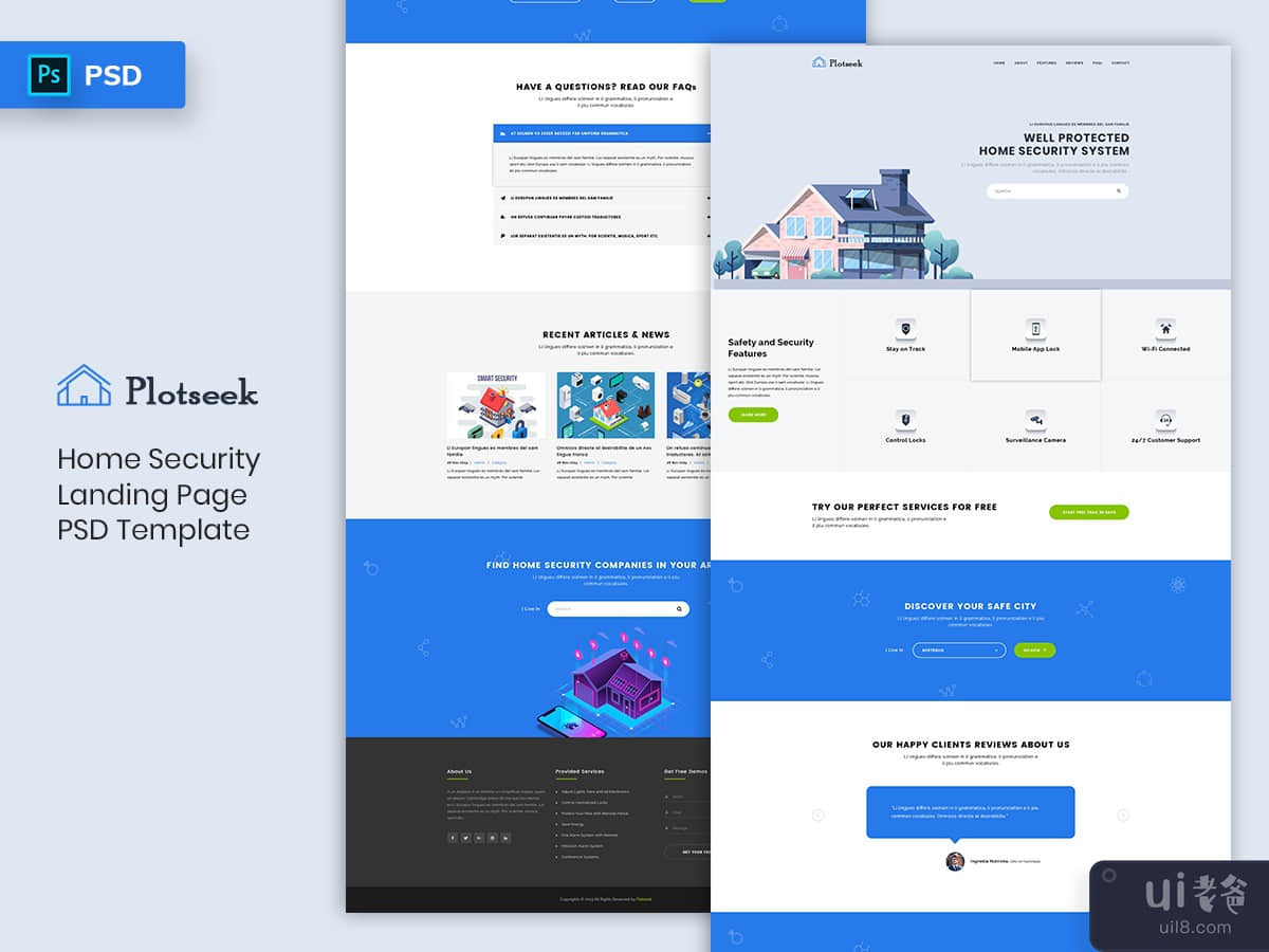Home Security Landing Page PSD Template